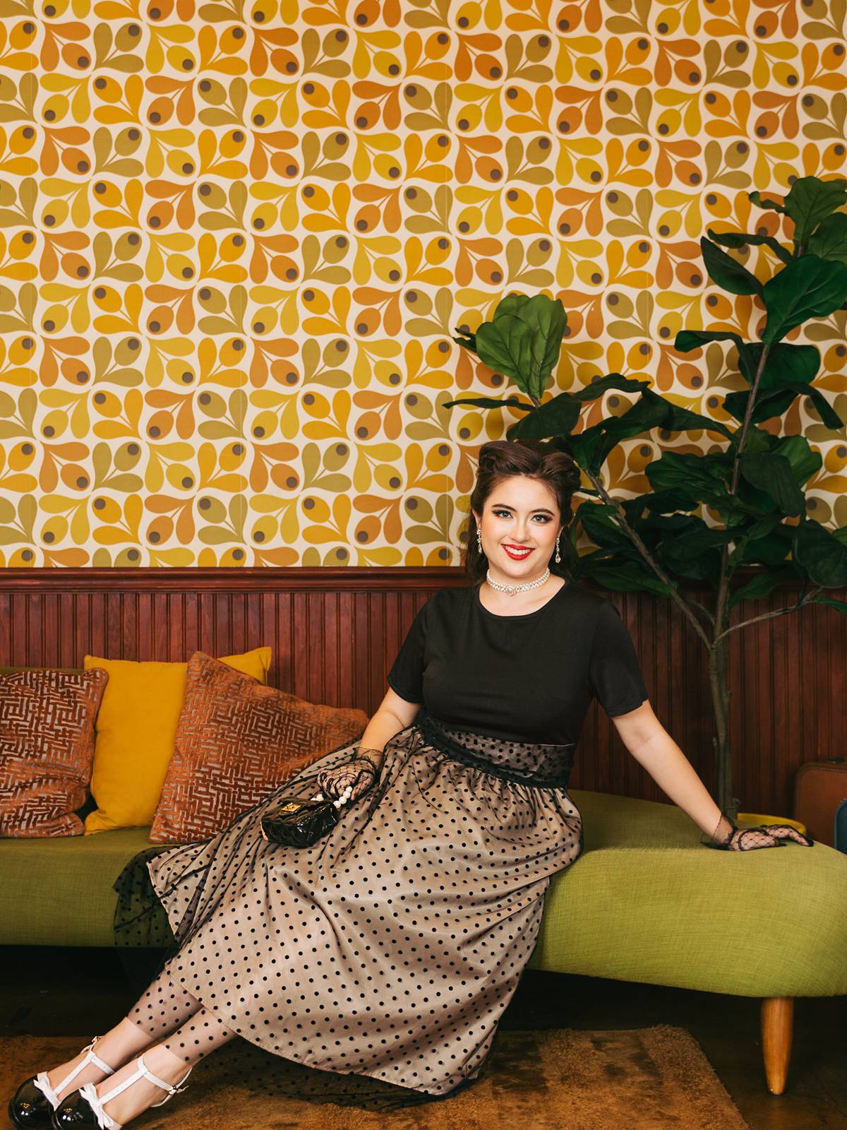 1950ER PATCHWORK KURZARM DOT SWING KLEID - Image 5