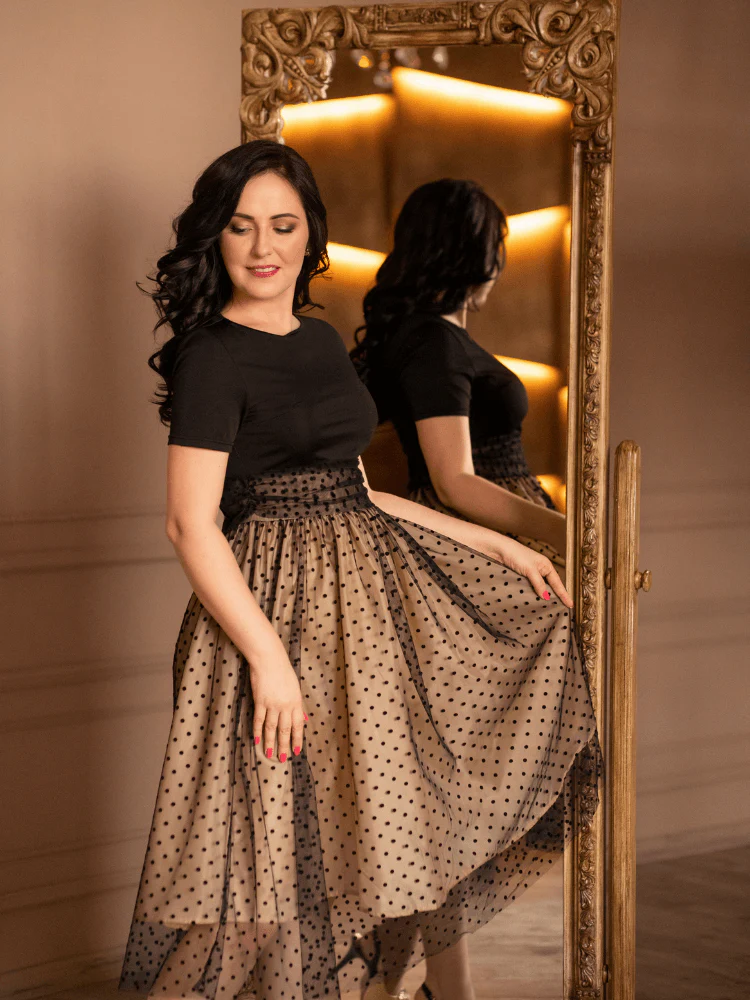 1950ER PATCHWORK KURZARM DOT SWING KLEID - Image 2