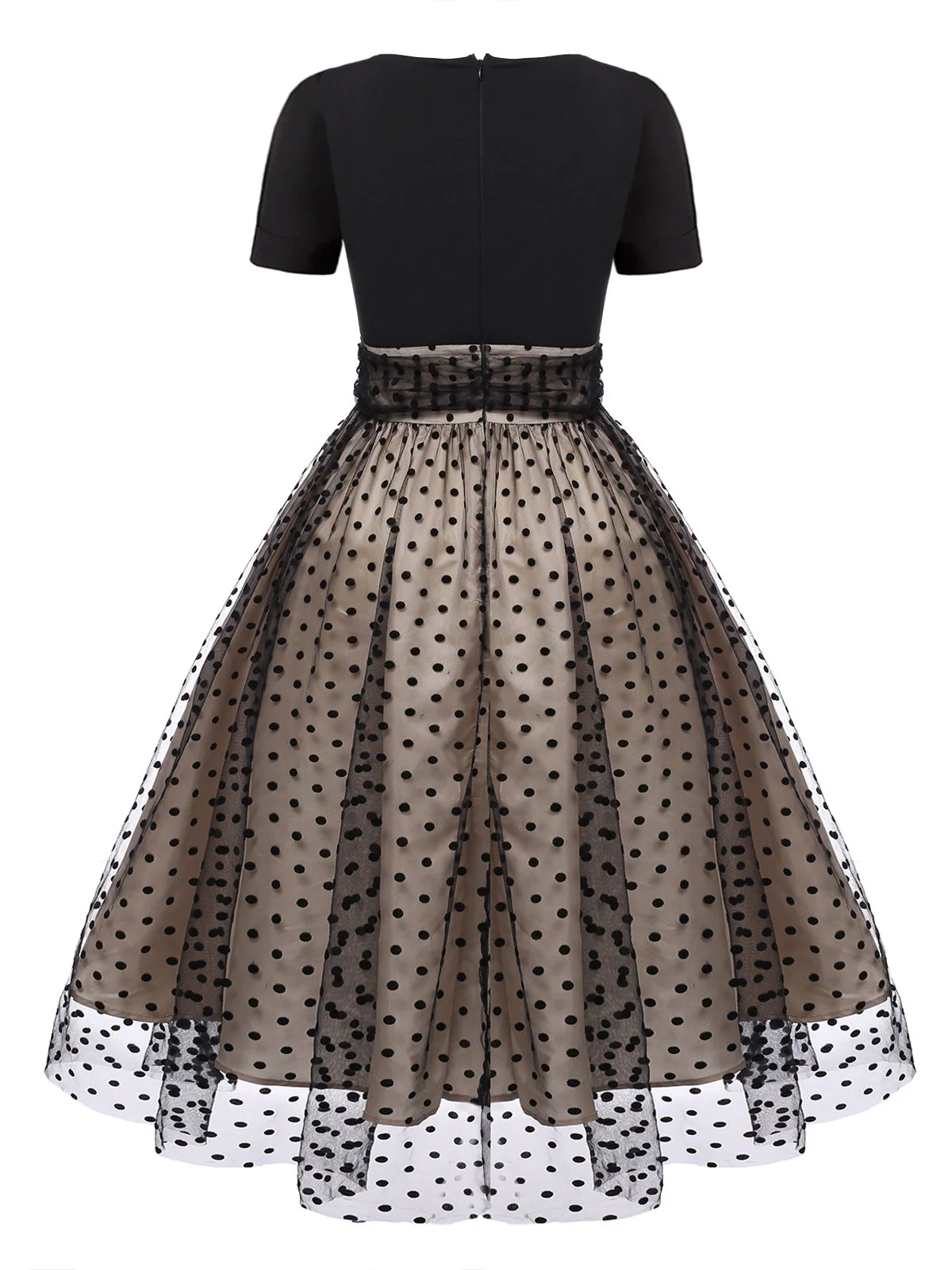 1950ER PATCHWORK KURZARM DOT SWING KLEID - Image 6
