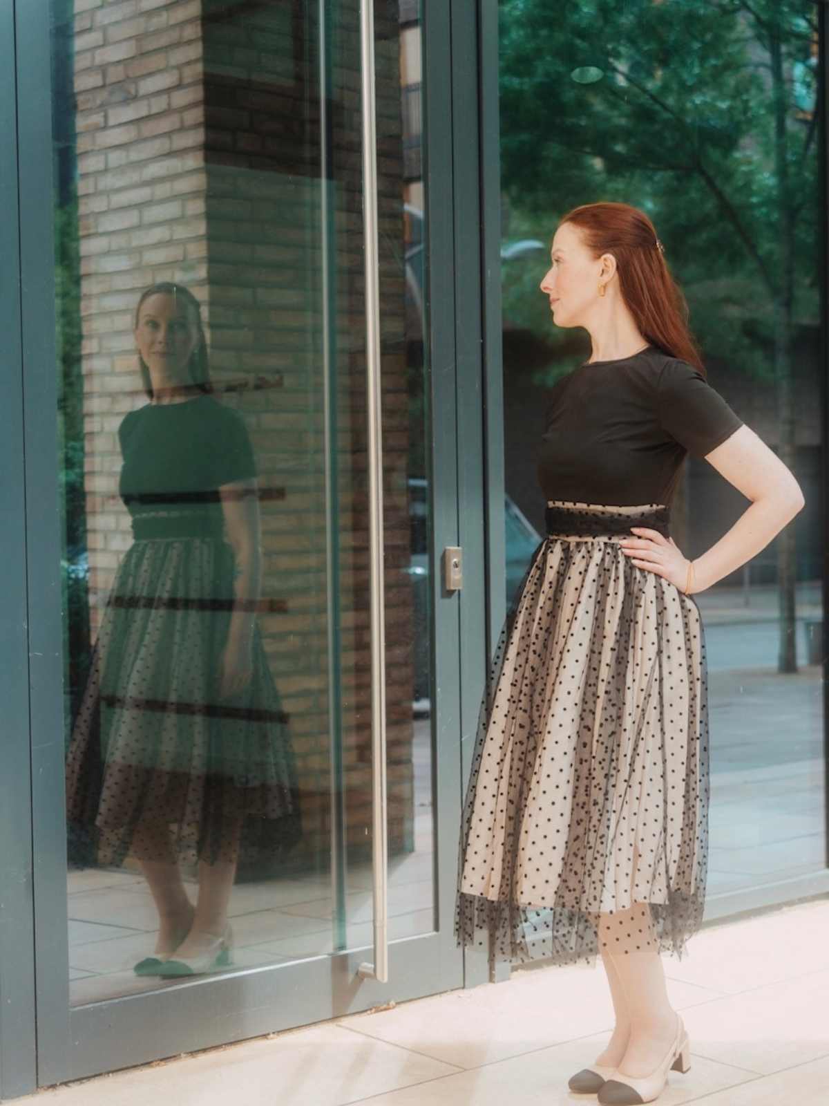 1950ER PATCHWORK KURZARM DOT SWING KLEID - Image 3