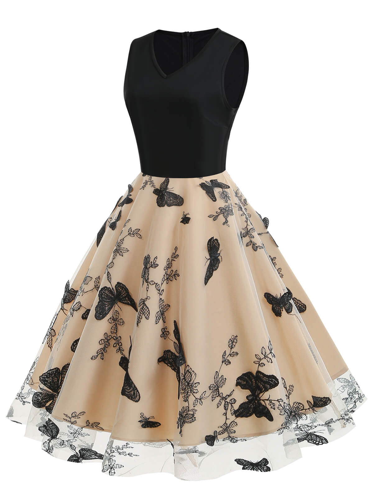 1950ER PATCHWORK STICKEREI Schmetterlings SWING KLEID - Image 2