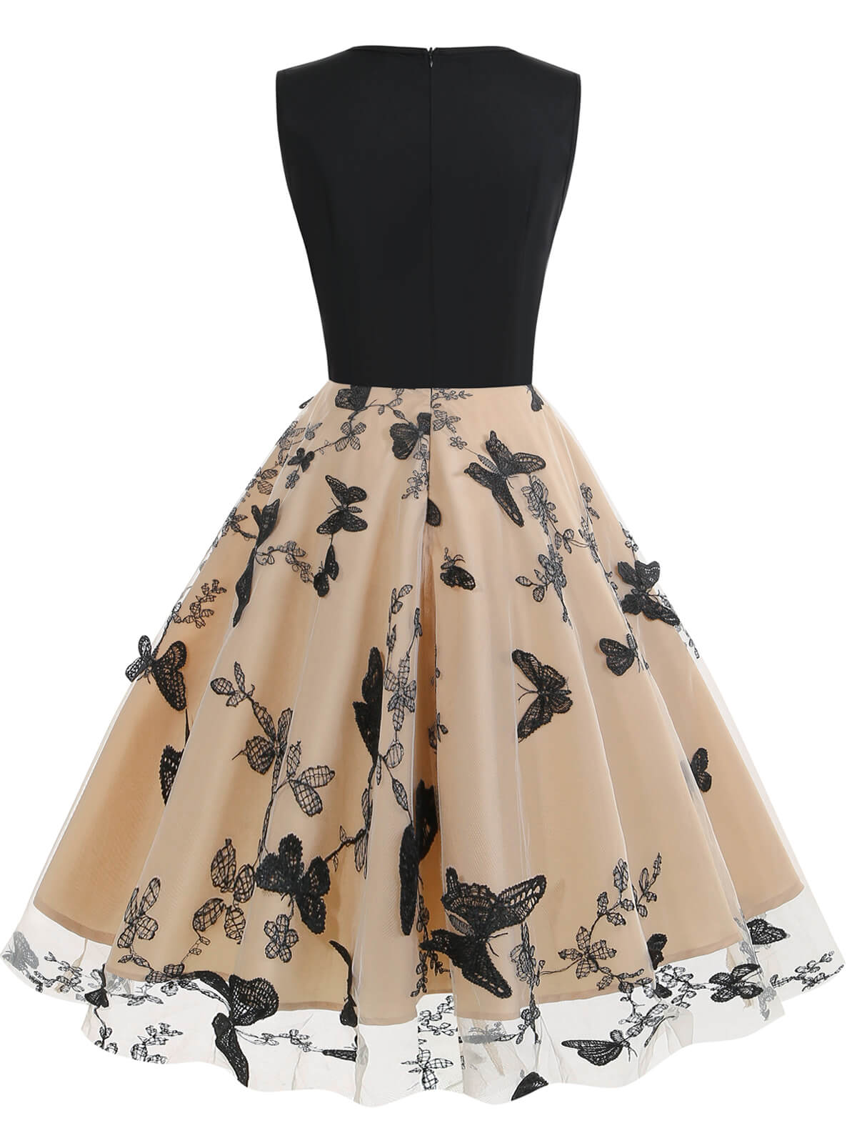 1950ER PATCHWORK STICKEREI Schmetterlings SWING KLEID - Image 3