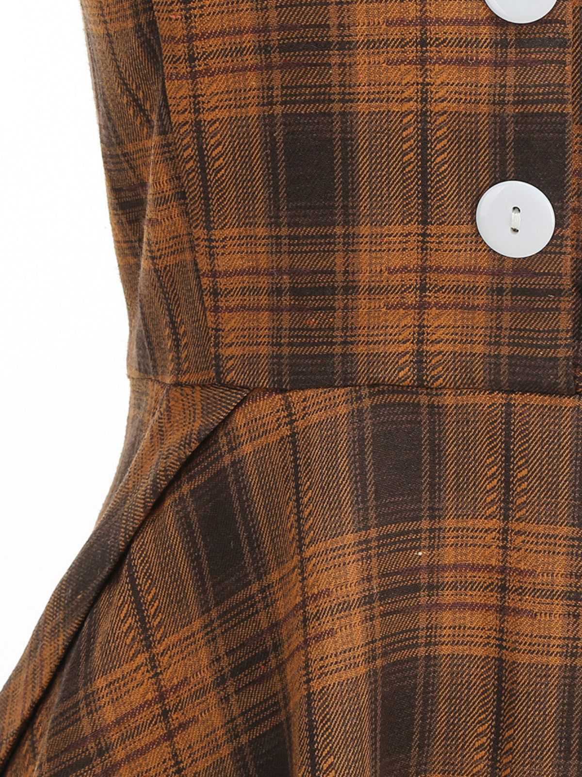 1950er Peter Pan Kragen Plaid Swing Kleid - Image 10