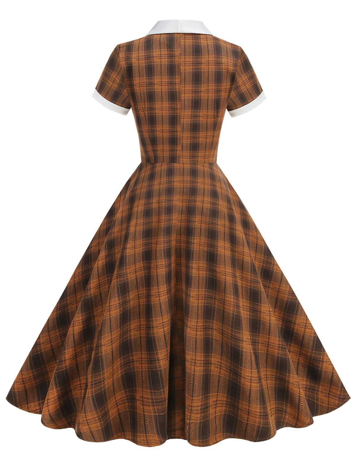 1950er Peter Pan Kragen Plaid Swing Kleid - Image 8