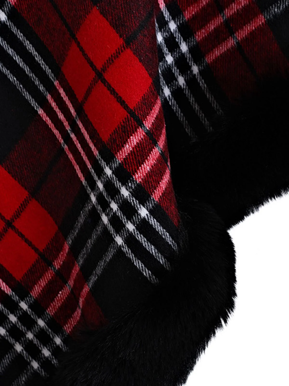 1950er Plaid Samt Rex-Kaninchenfell Schal - Image 4