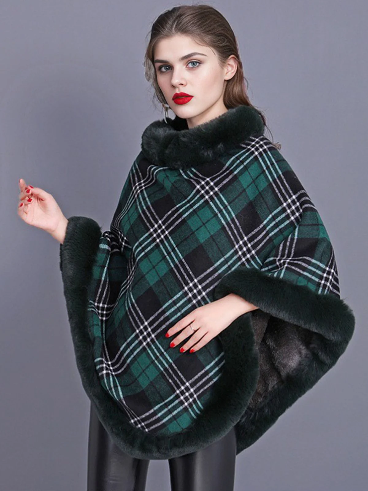 1950er Plaid Samt Rex-Kaninchenfell Schal - Image 5