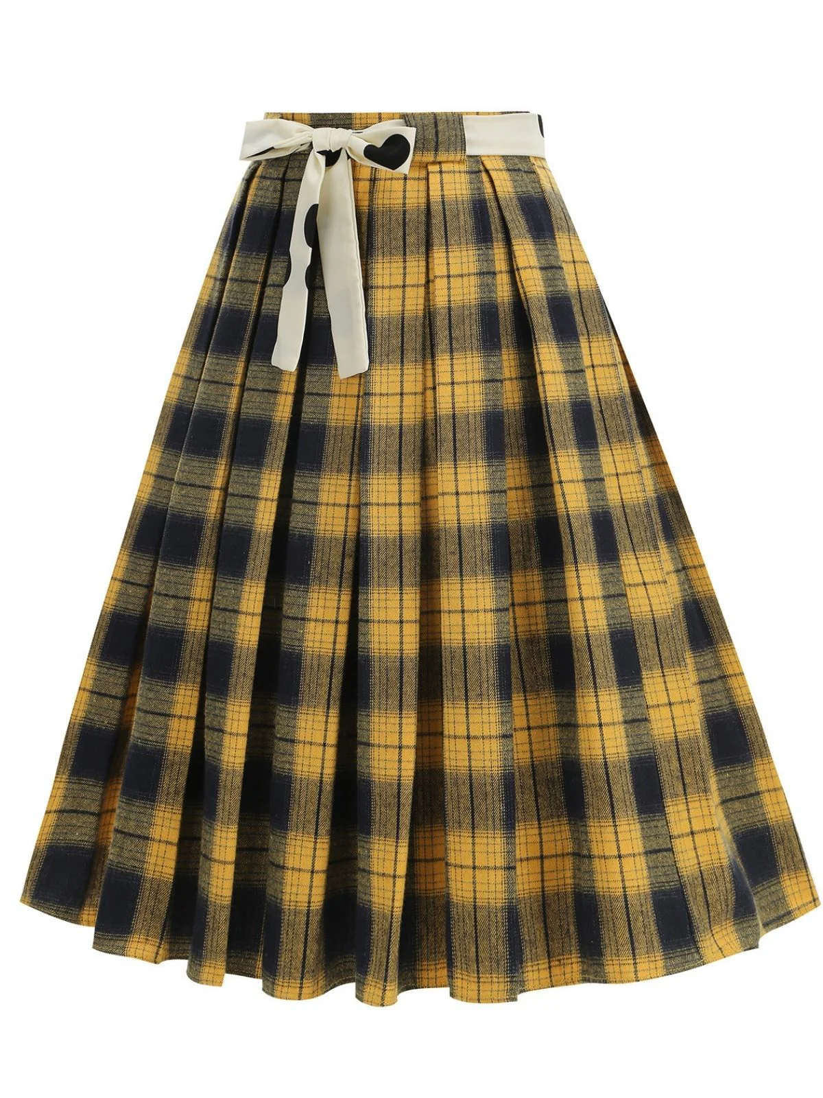 1950er Polka Dot Gürtel Plaid Plissiertes Rock - Image 4