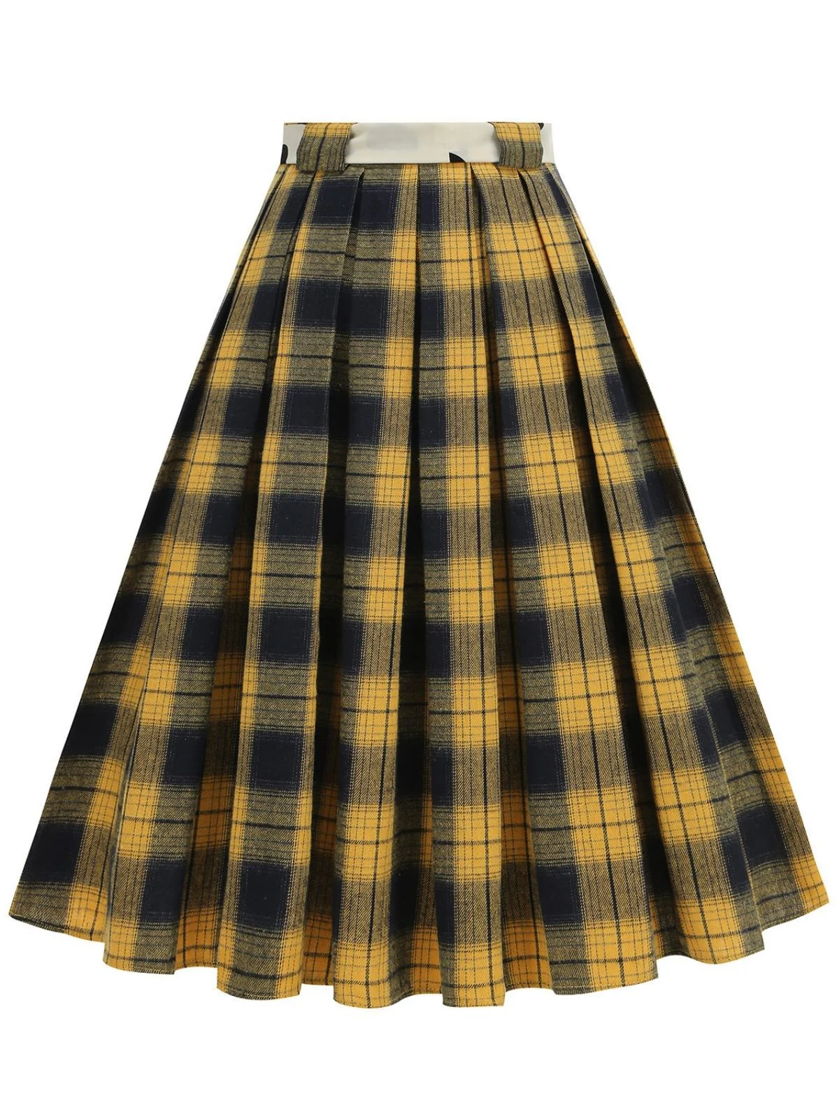 1950er Polka Dot Gürtel Plaid Plissiertes Rock - Image 5