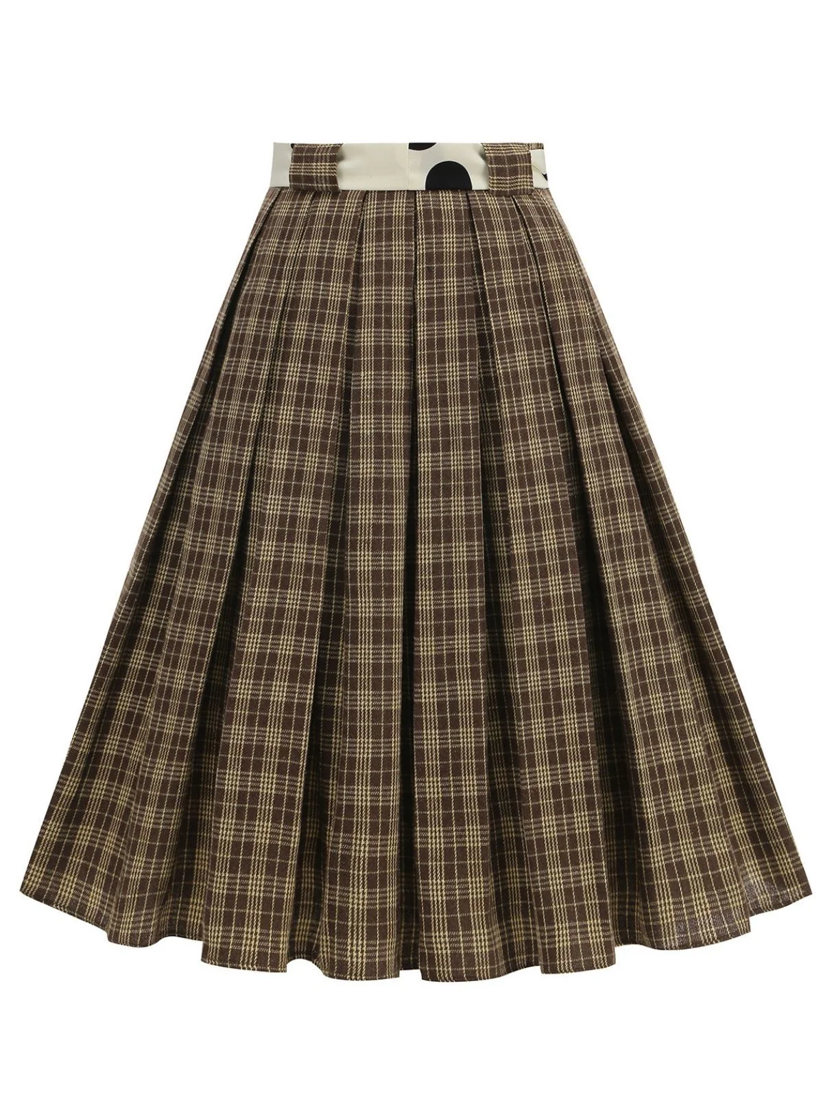 1950er Polka Dot Gürtel Plaid Plissiertes Rock - Image 9