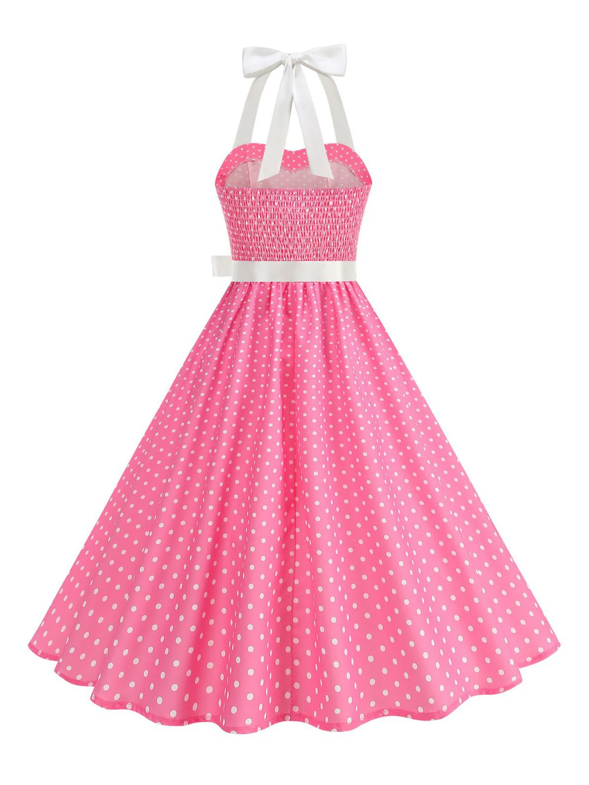 1950er Polka Dot Halter Gürtel Swing Kleid - Image 6
