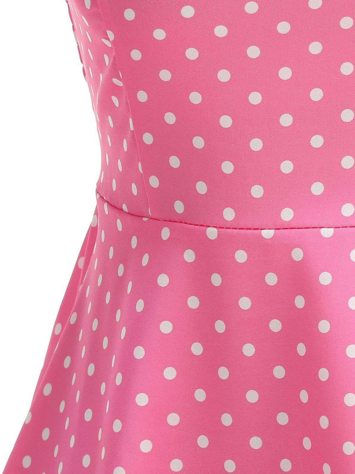 1950er Polka Dot Halter Gürtel Swing Kleid - Image 7