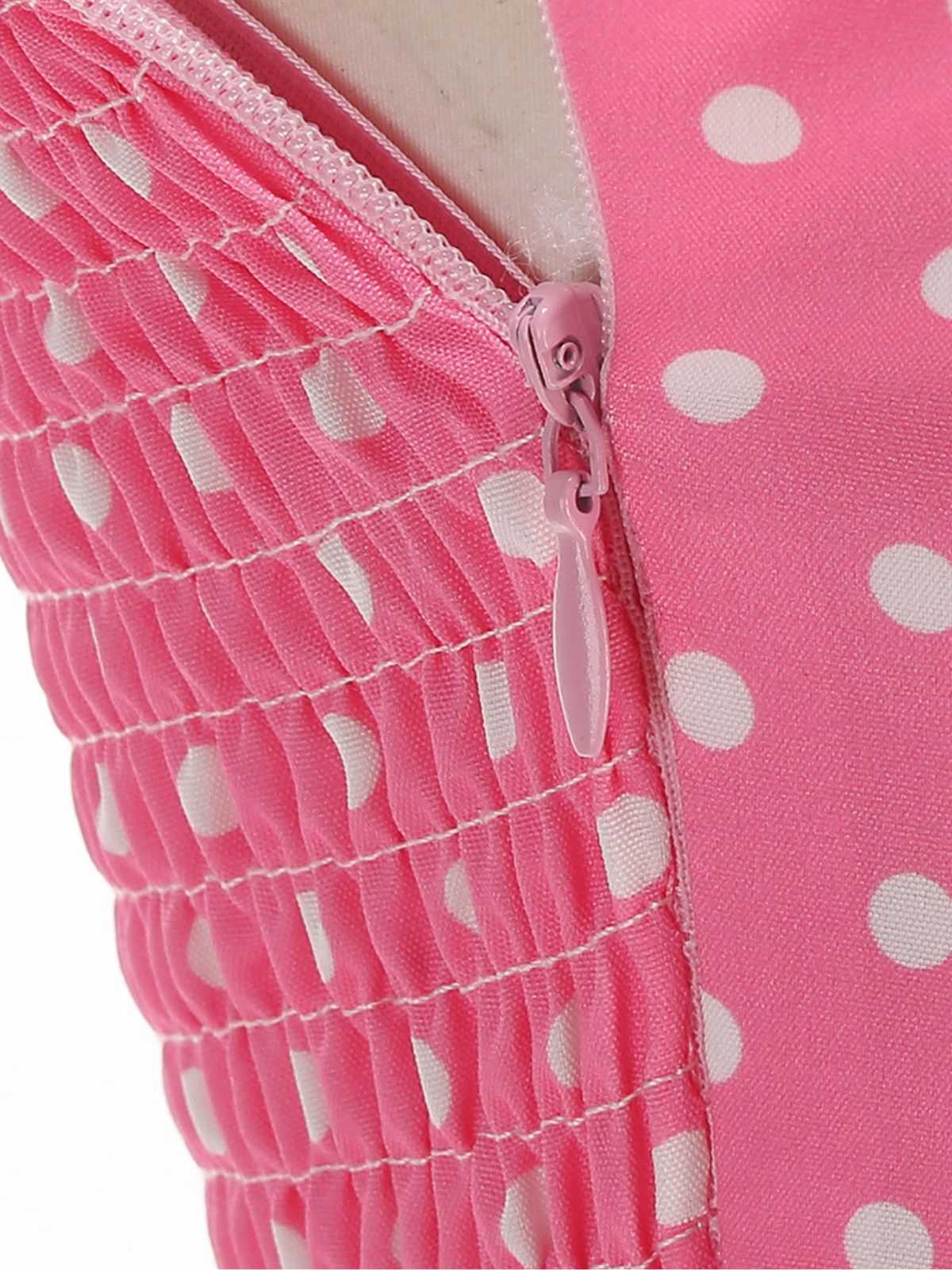 1950er Polka Dot Halter Gürtel Swing Kleid - Image 9