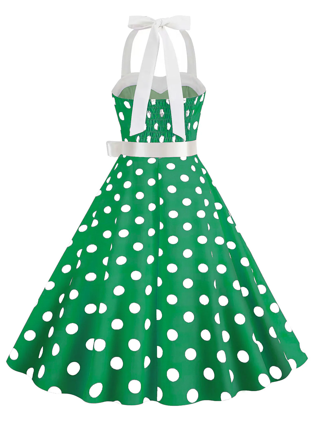 1950er Polka Dot Haltergürtel Swing Kleid - Image 12