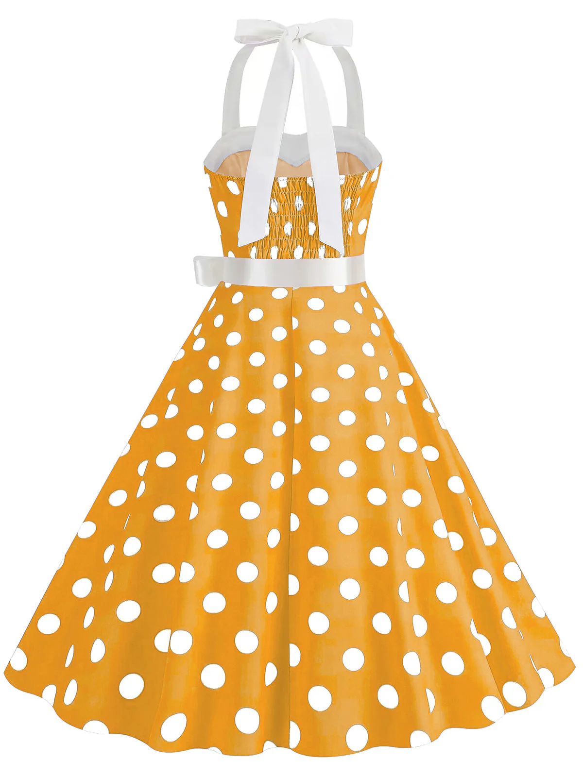 1950er Polka Dot Haltergürtel Swing Kleid - Image 4