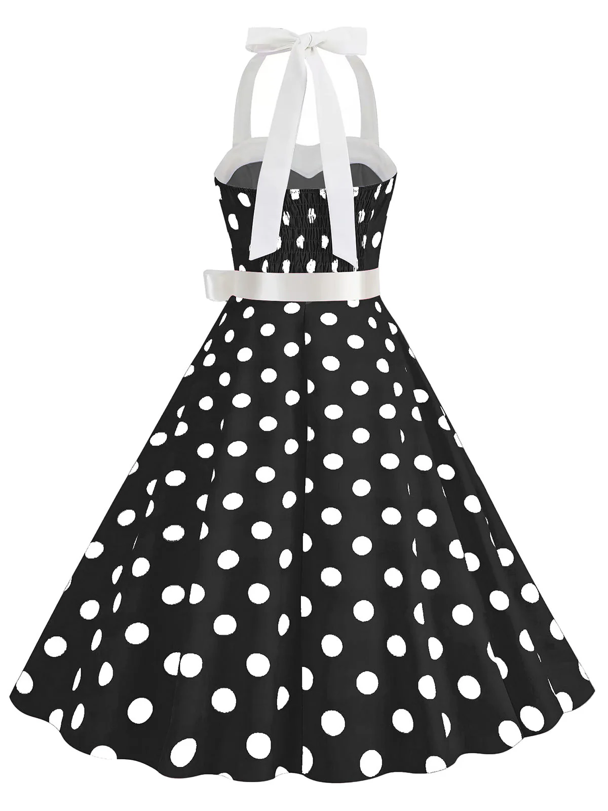 1950er Polka Dot Haltergürtel Swing Kleid - Image 6