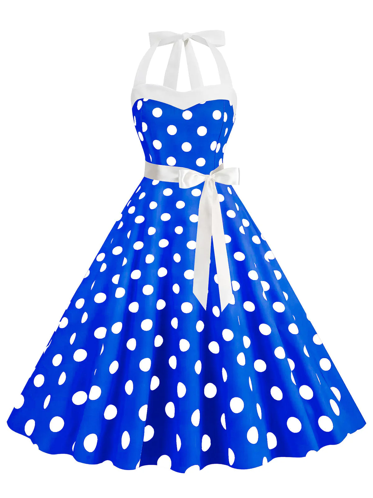 1950er Polka Dot Haltergürtel Swing Kleid - Image 7