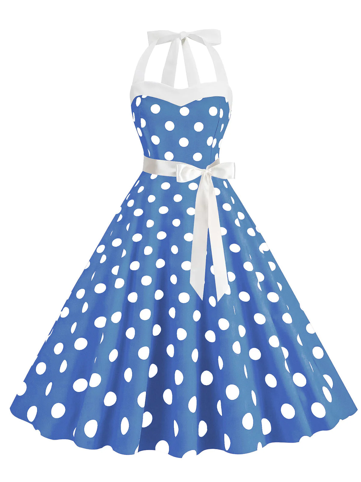 1950er Polka Dot Haltergürtel Swing Kleid - Image 9