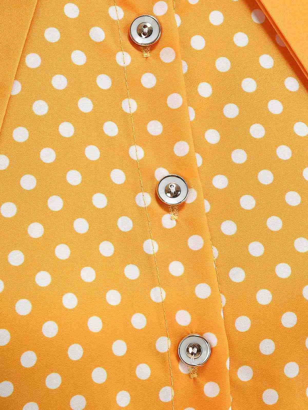 1950er Polka Dot Hemdkragen Gürtel Swing Kleid - Image 12