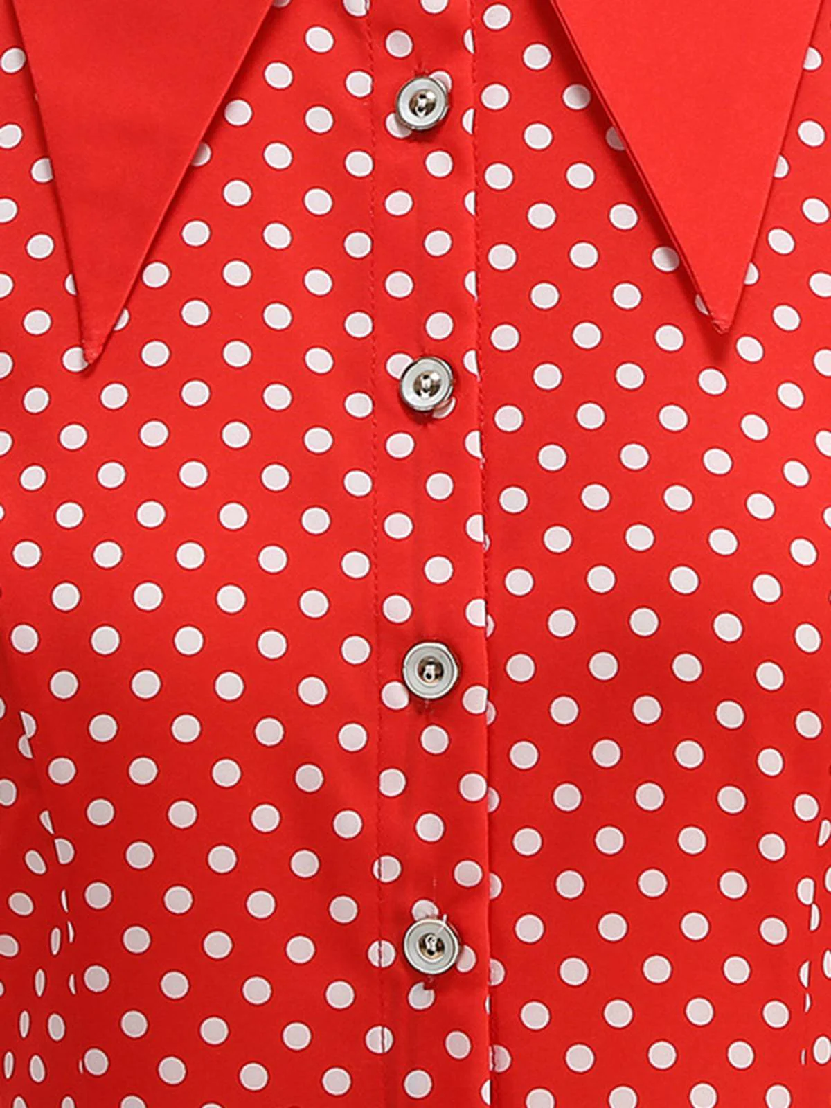 1950er Polka Dot Hemdkragen Gürtel Swing Kleid - Image 6