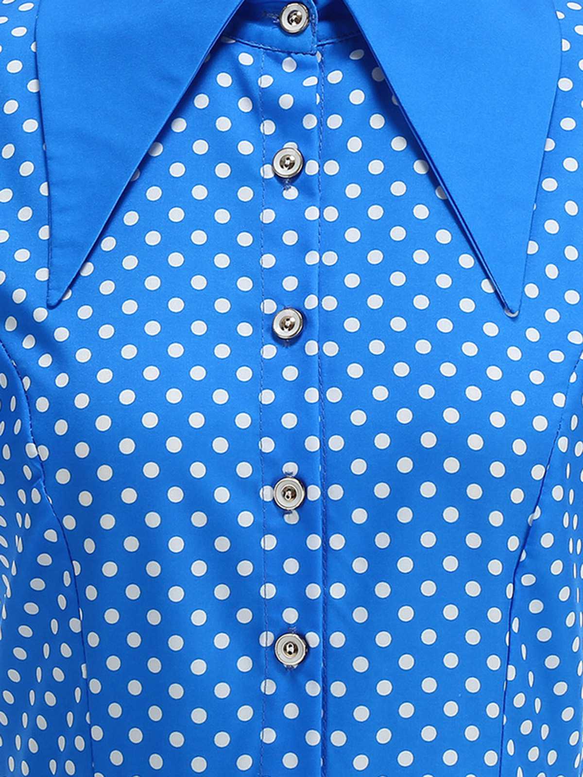 1950er Polka Dot Hemdkragen Gürtel Swing Kleid - Image 9