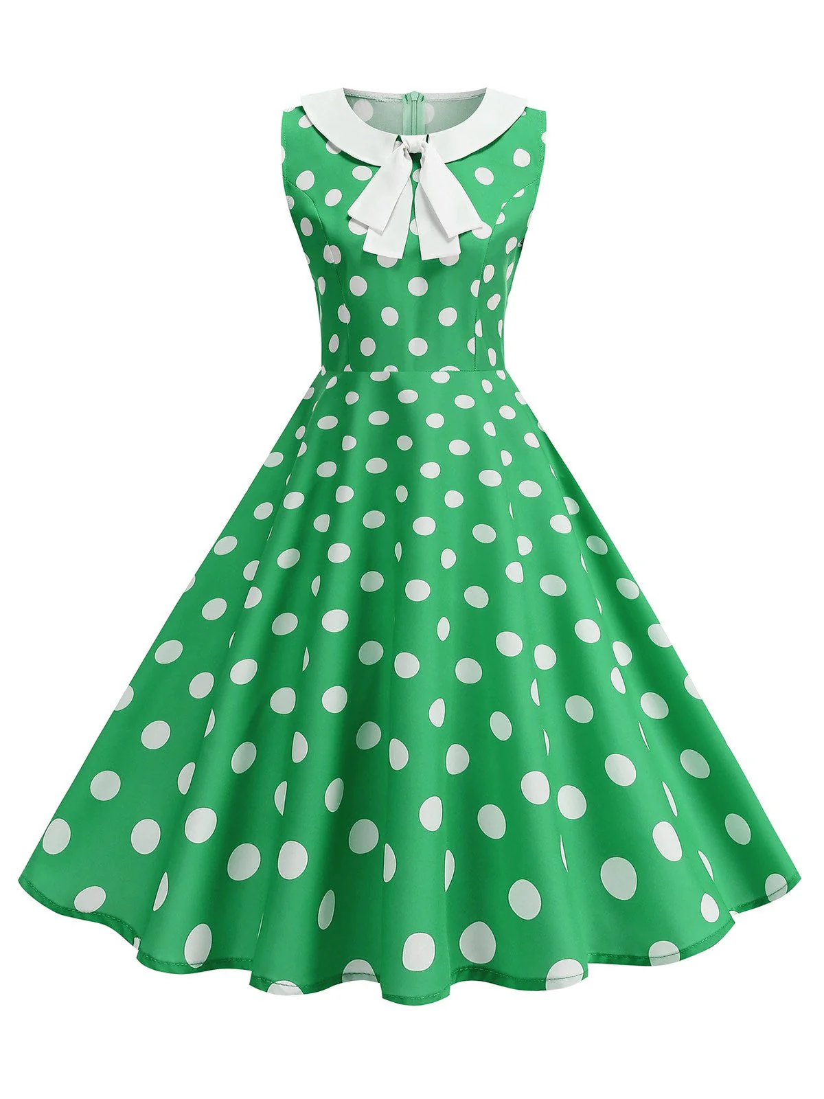 1950er Polka Dot Peter-Pan-Kragen Ärmelloses Kleid - Image 10