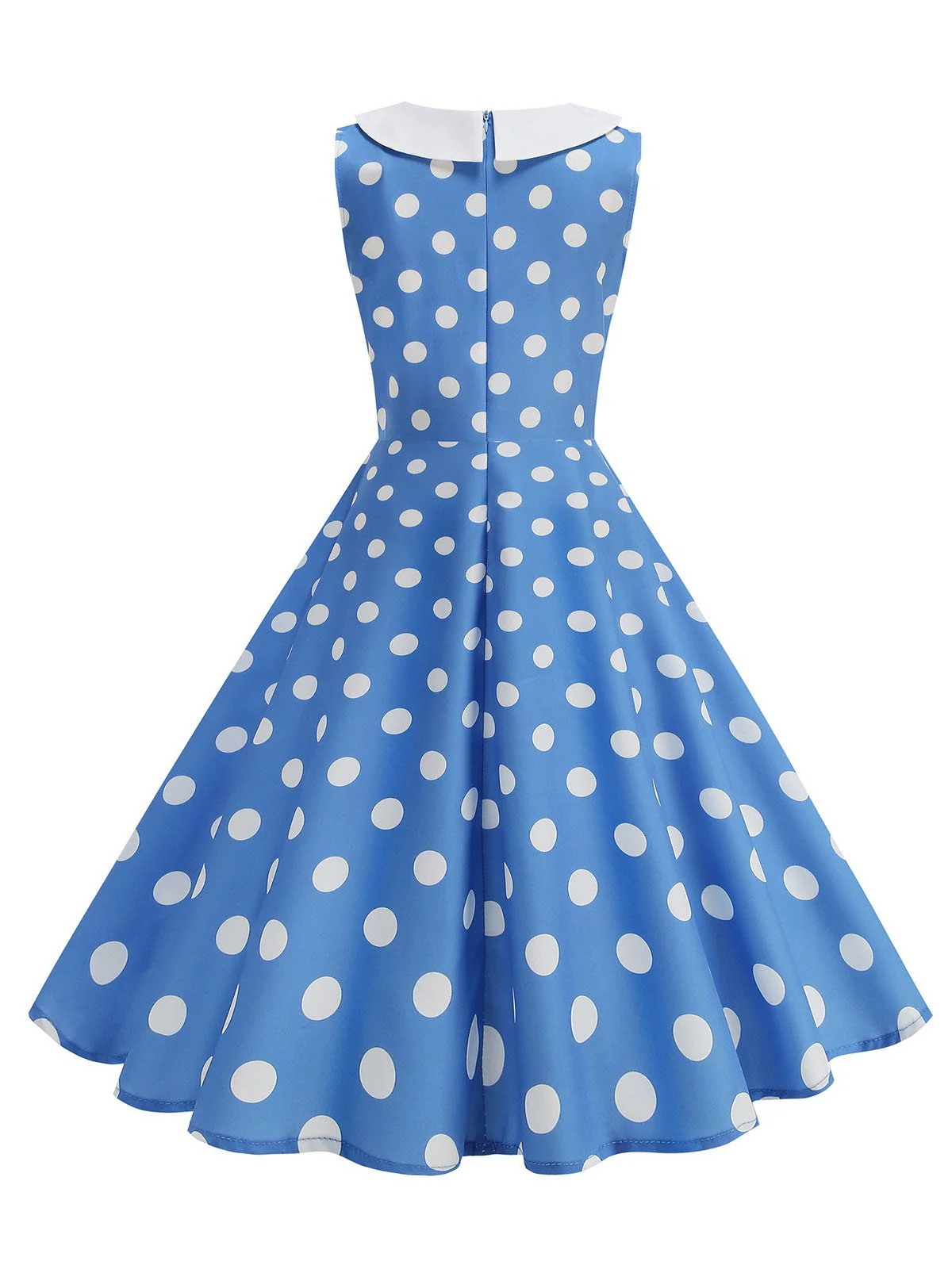1950er Polka Dot Peter-Pan-Kragen Ärmelloses Kleid - Image 2