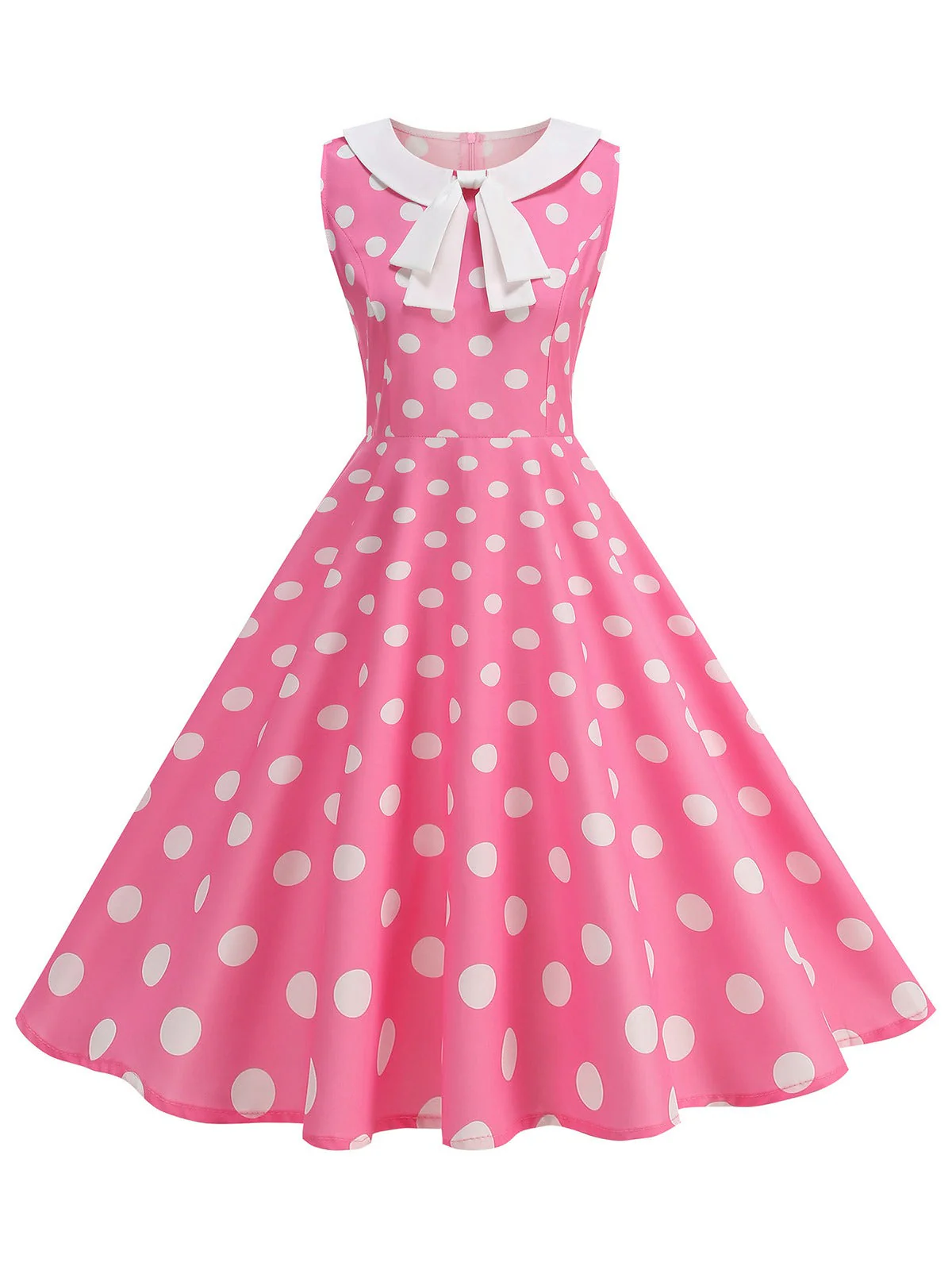 1950er Polka Dot Peter-Pan-Kragen Ärmelloses Kleid - Image 6