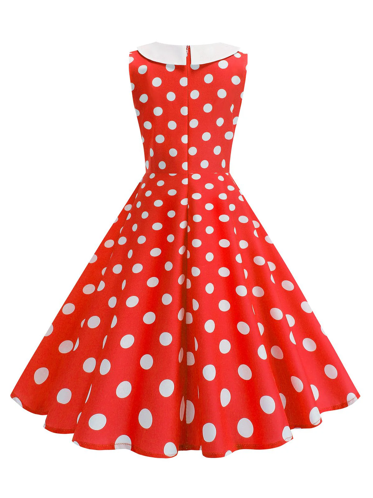 1950er Polka Dot Peter-Pan-Kragen Ärmelloses Kleid - Image 9