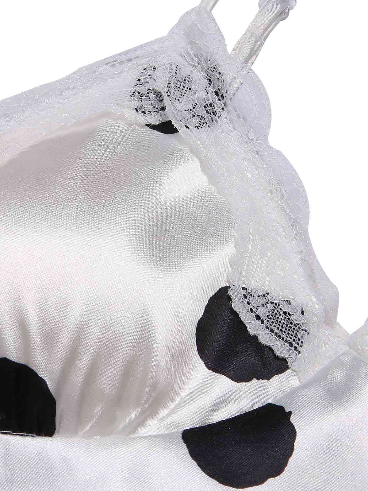 Grün 1950er Polka Dot Spitze Spaghetti Träger Nachtwäsche - Image 11