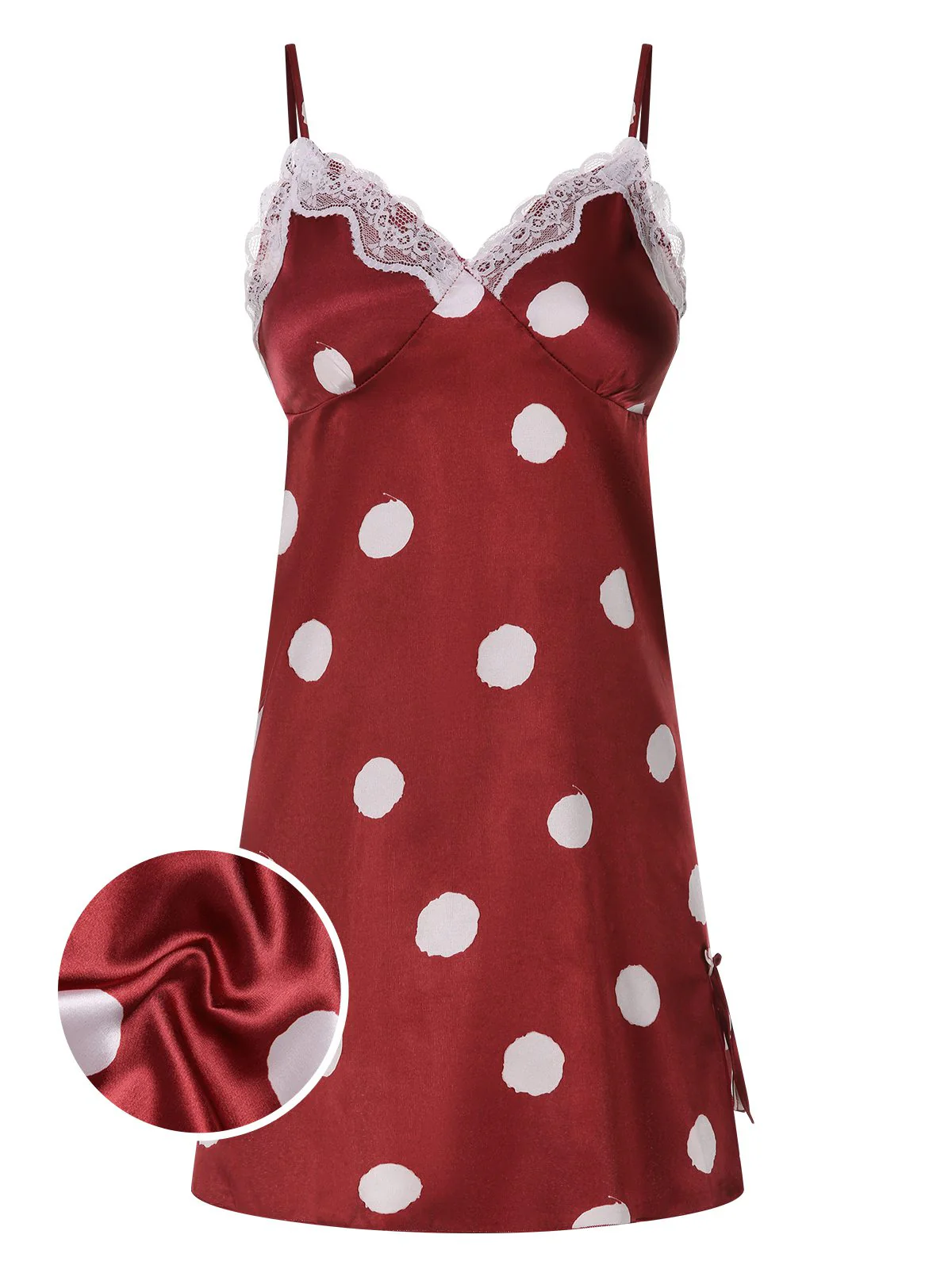 Grün 1950er Polka Dot Spitze Spaghetti Träger Nachtwäsche - Image 13