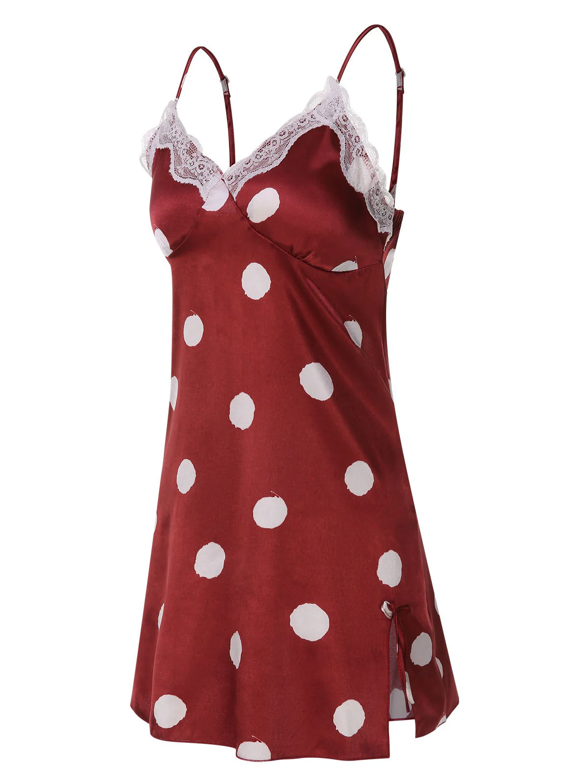 Grün 1950er Polka Dot Spitze Spaghetti Träger Nachtwäsche - Image 15