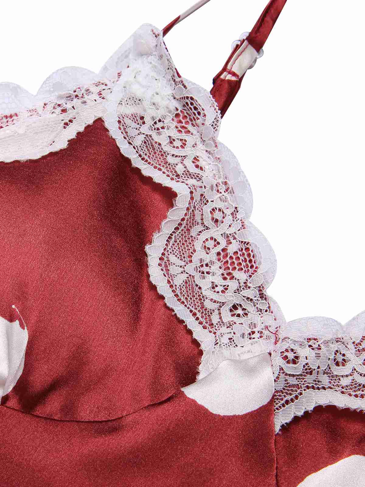 Grün 1950er Polka Dot Spitze Spaghetti Träger Nachtwäsche - Image 17