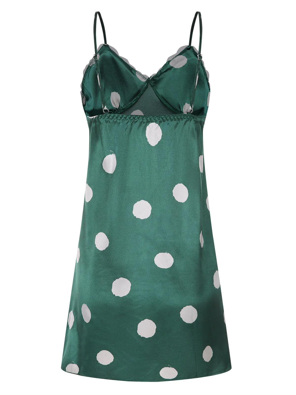Grün 1950er Polka Dot Spitze Spaghetti Träger Nachtwäsche - Image 4