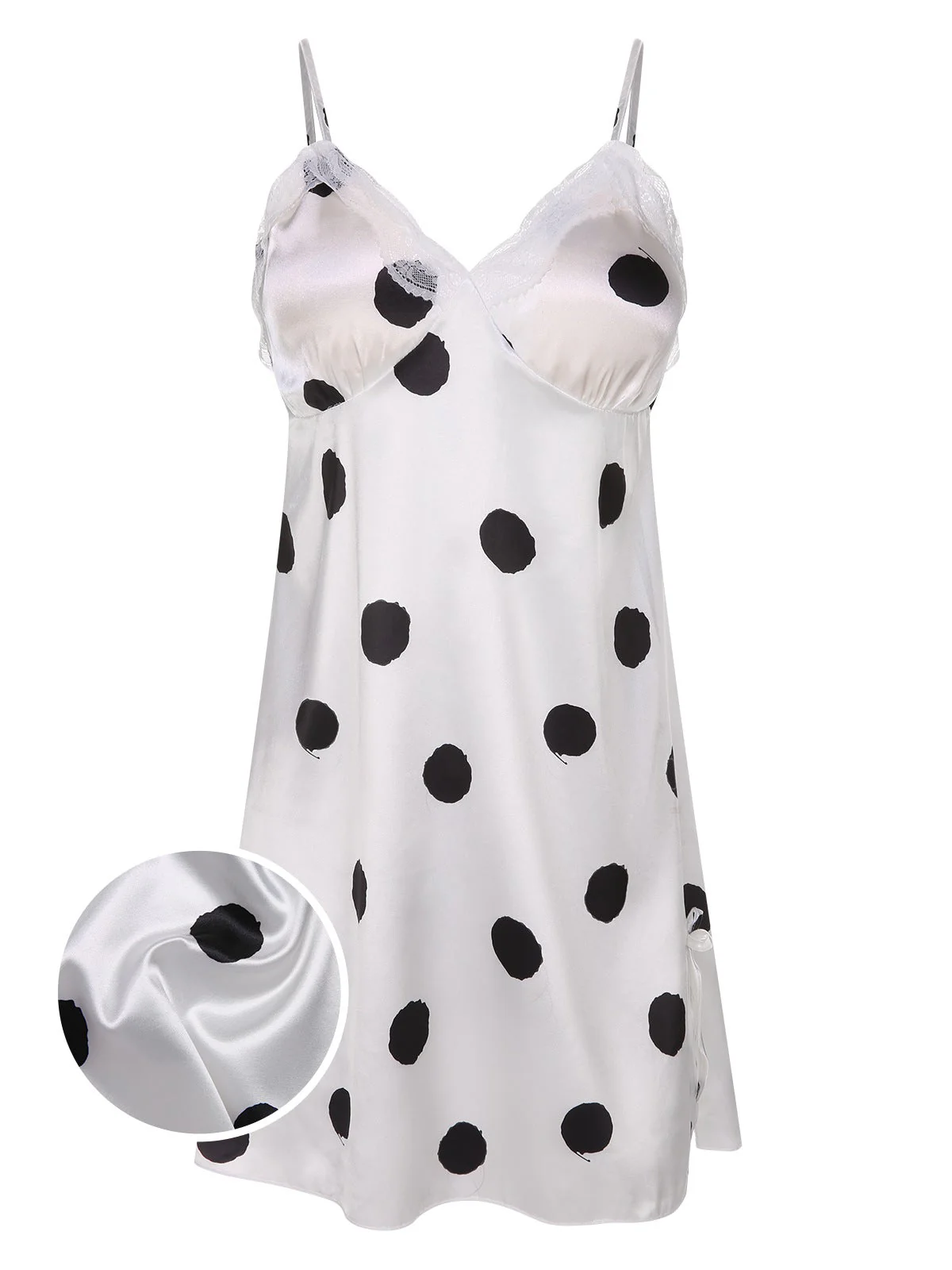Grün 1950er Polka Dot Spitze Spaghetti Träger Nachtwäsche - Image 7