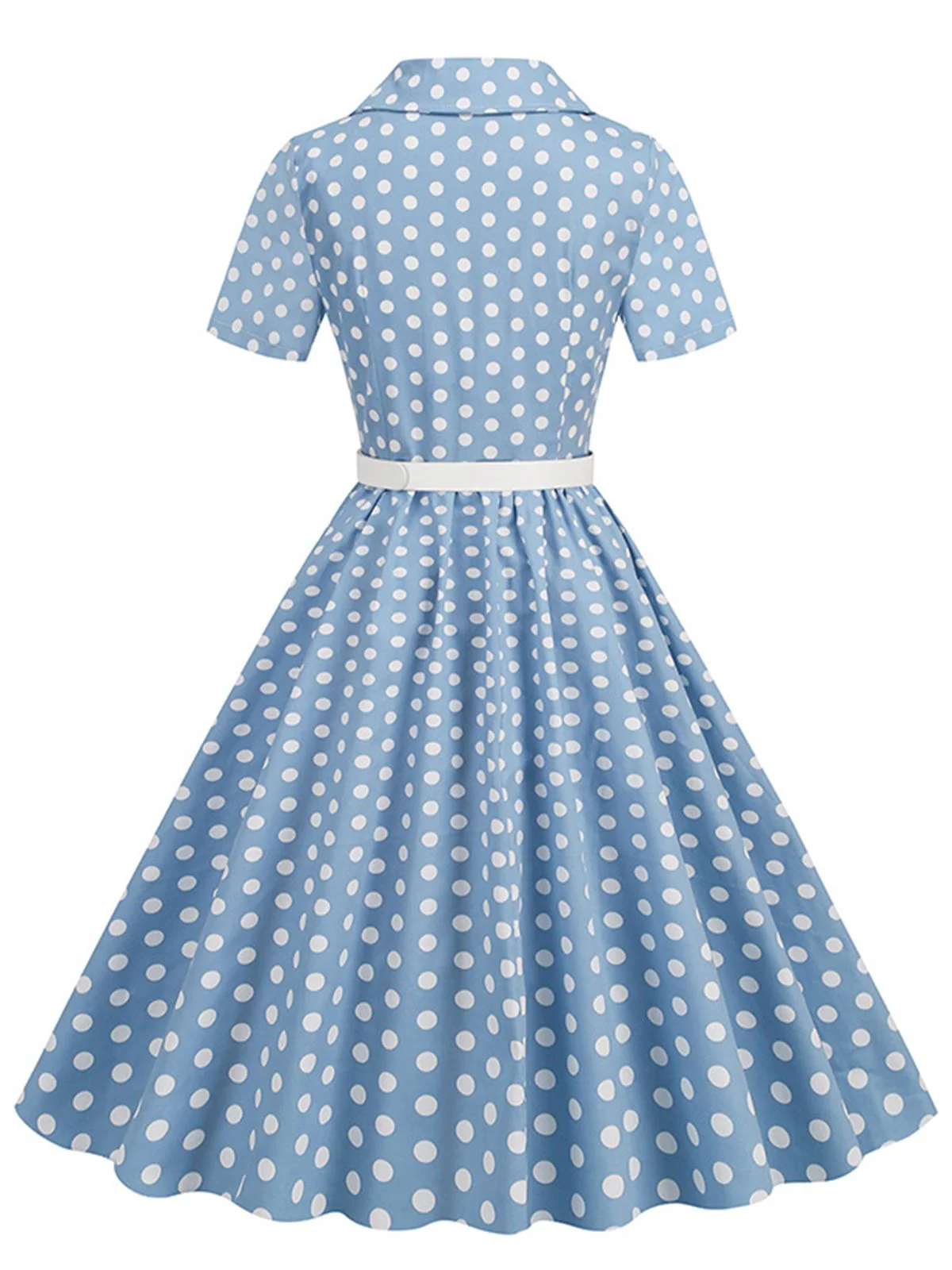 1950er Polka Dots Revers Swing Kleid mit Gürtel - Image 6