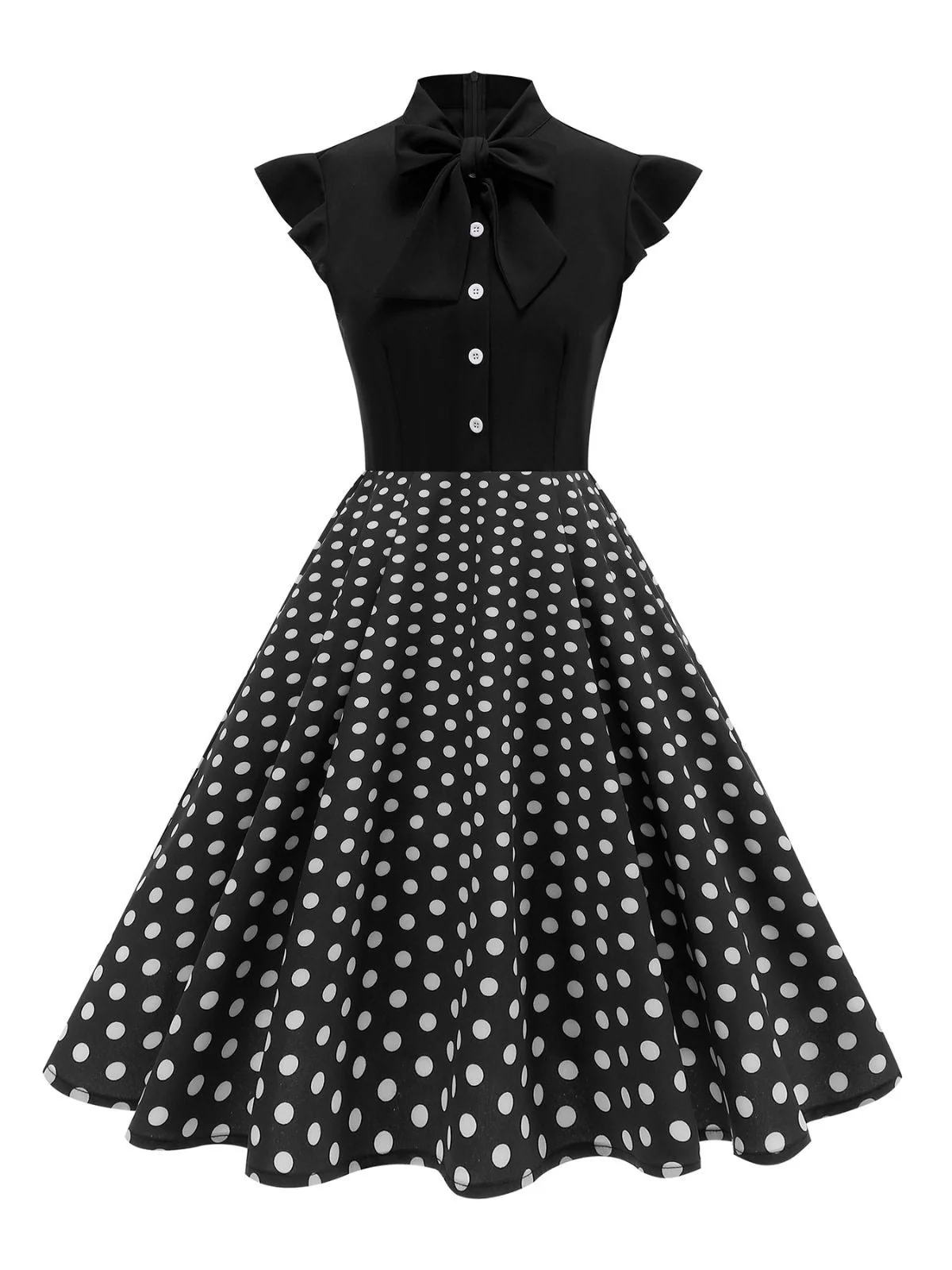 1950er Polka Punkte Bogen Swing Kleid - Image 11