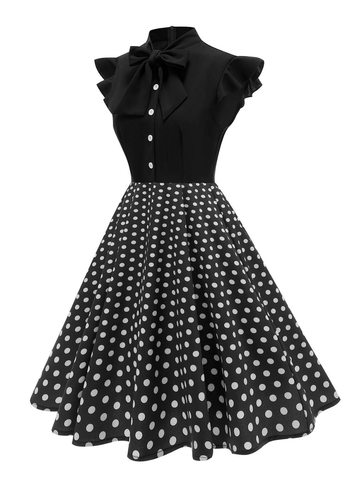 1950er Polka Punkte Bogen Swing Kleid - Image 12