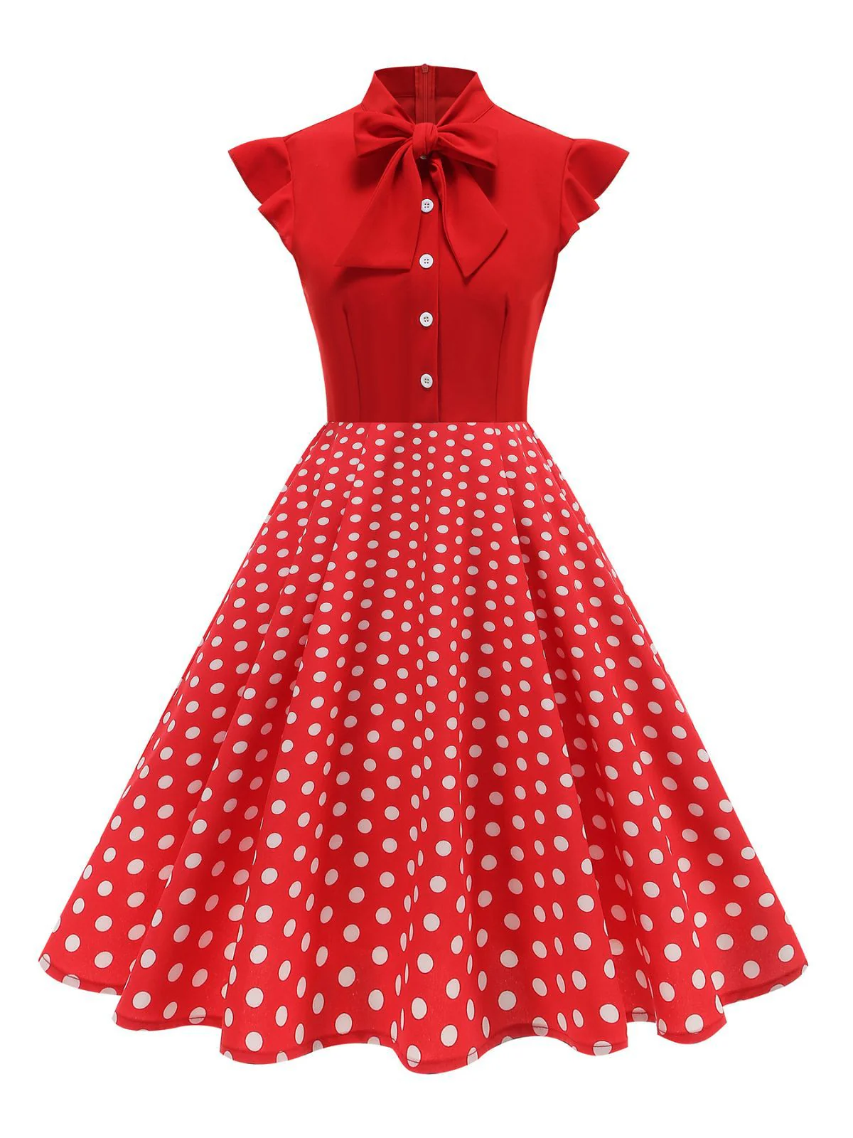 1950er Polka Punkte Bogen Swing Kleid - Image 2