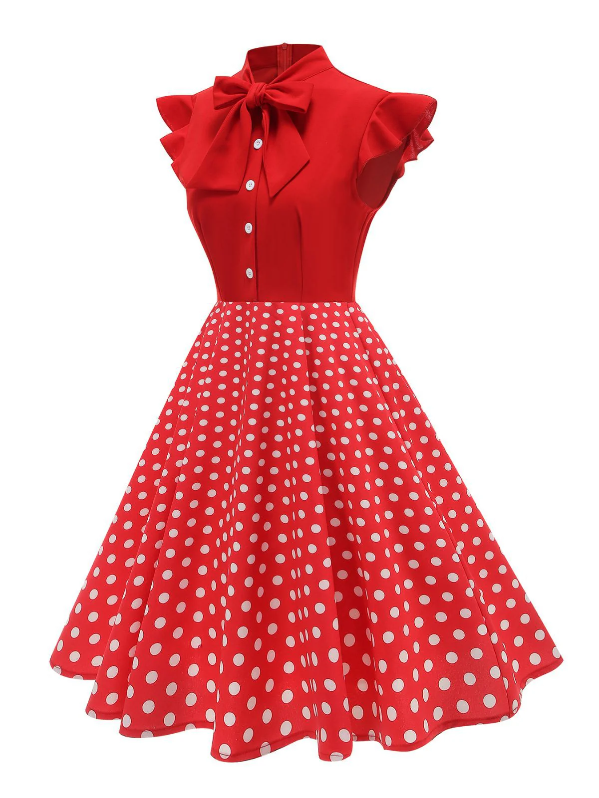 1950er Polka Punkte Bogen Swing Kleid - Image 3