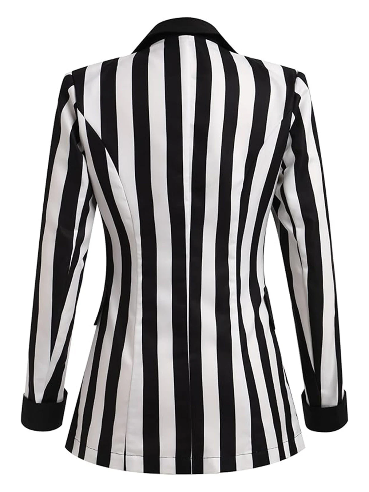 1950er Beetlejuice Kostüm Revers Kontrast Schwarz & Weiß Streifen Blazer - Image 4
