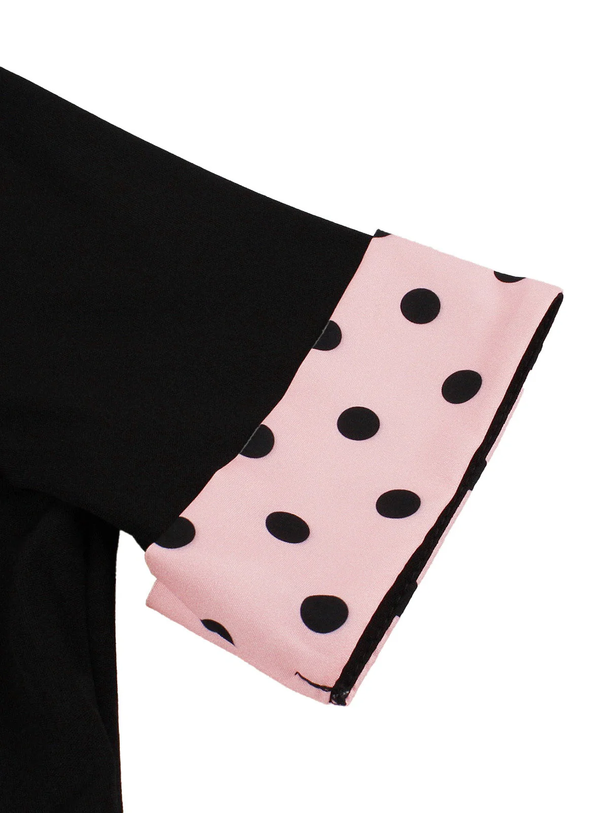 1950er Revers Polka Dot Patchwork Swing Gürtel Kleid - Image 4