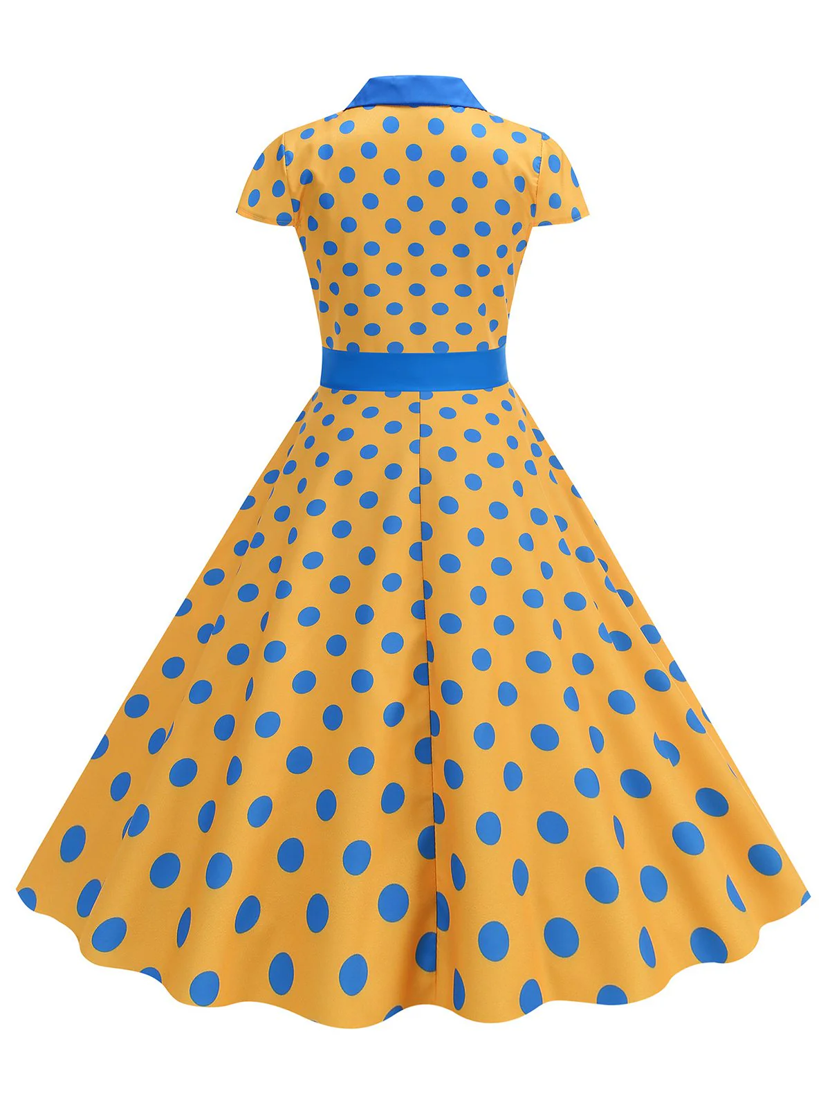 1950er Revers Polka Dots Bogen Swing Kleid - Image 11
