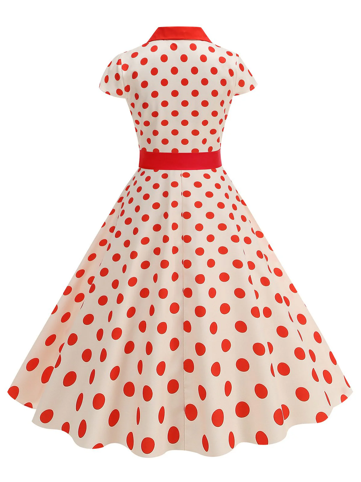 1950er Revers Polka Dots Bogen Swing Kleid - Image 2
