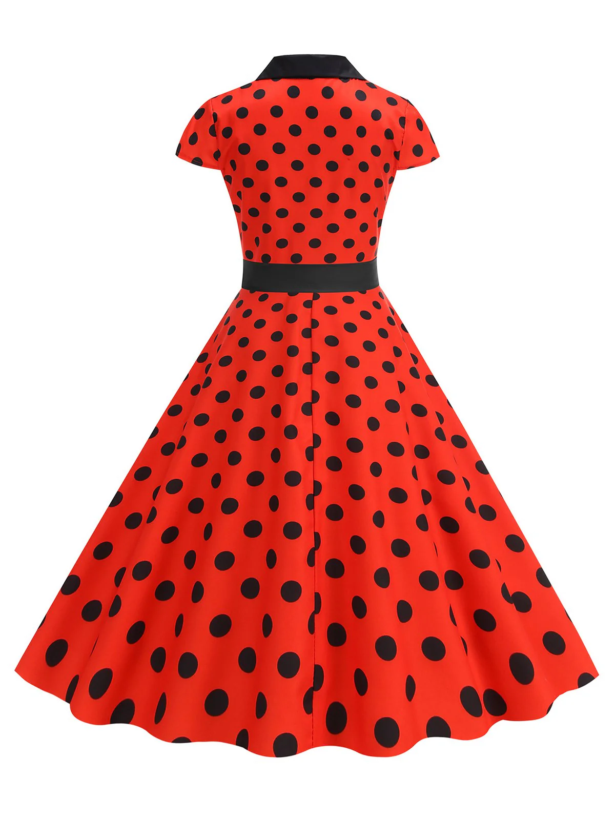 1950er Revers Polka Dots Bogen Swing Kleid - Image 7