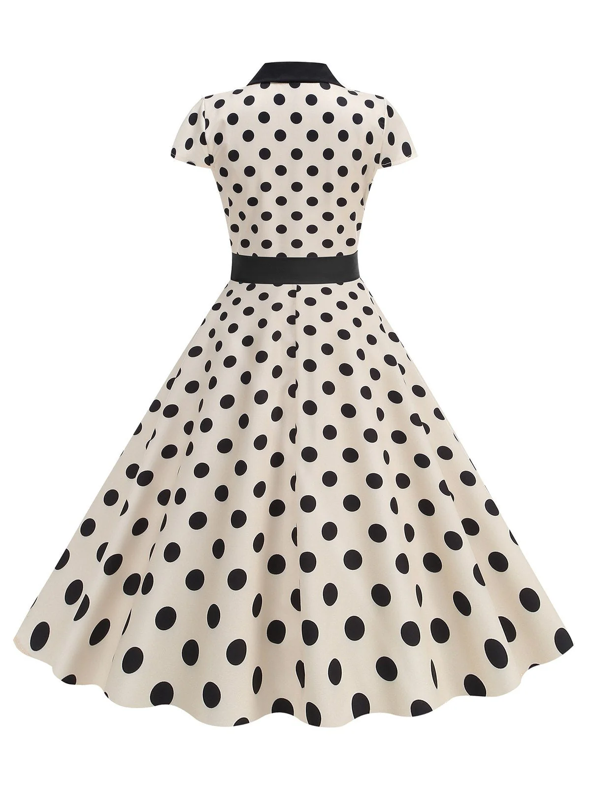 1950er Revers Polka Dots Bogen Swing Kleid - Image 9