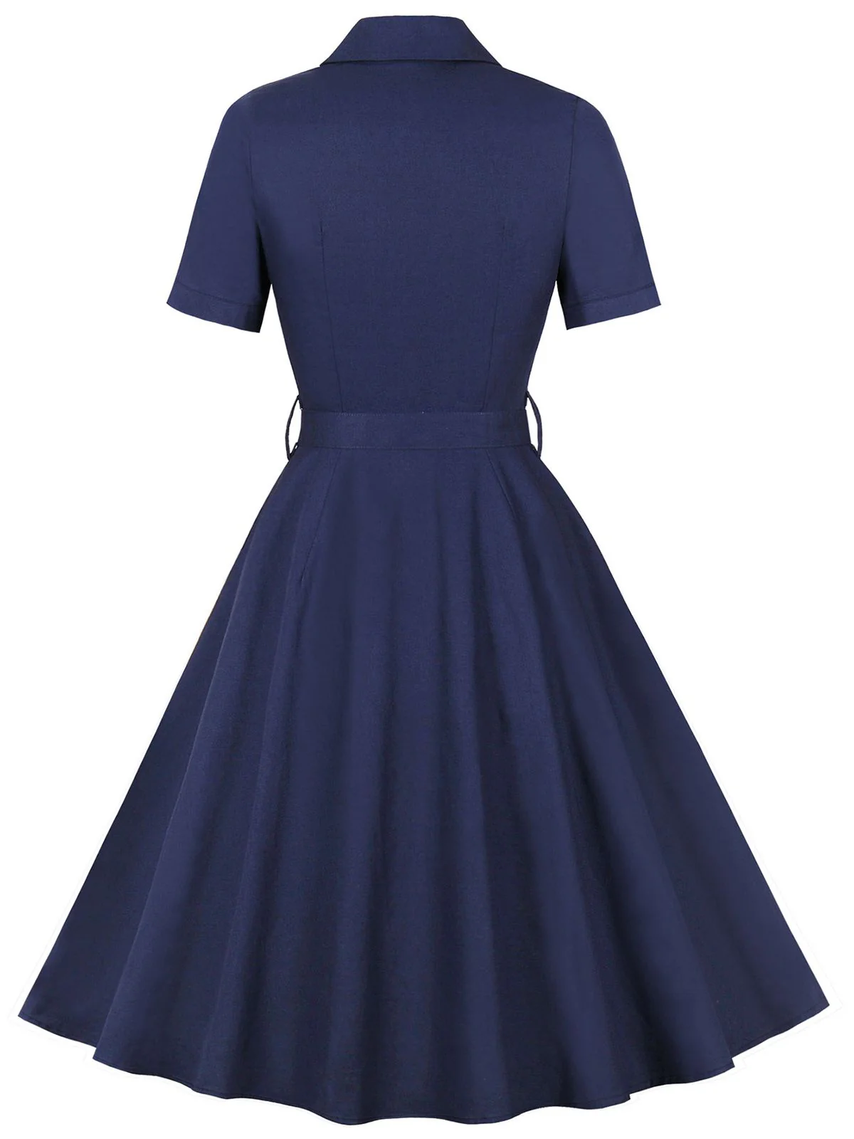1950er Revers Solide Tasten Gürtel kleid - Image 4
