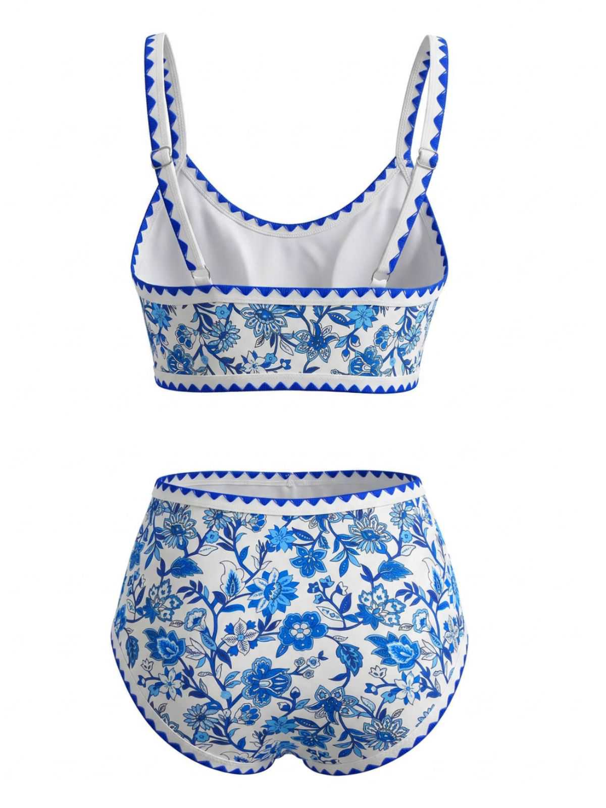 1950er Rundhalsausschnitt Blumen High-Waist Bikini Set - Image 3