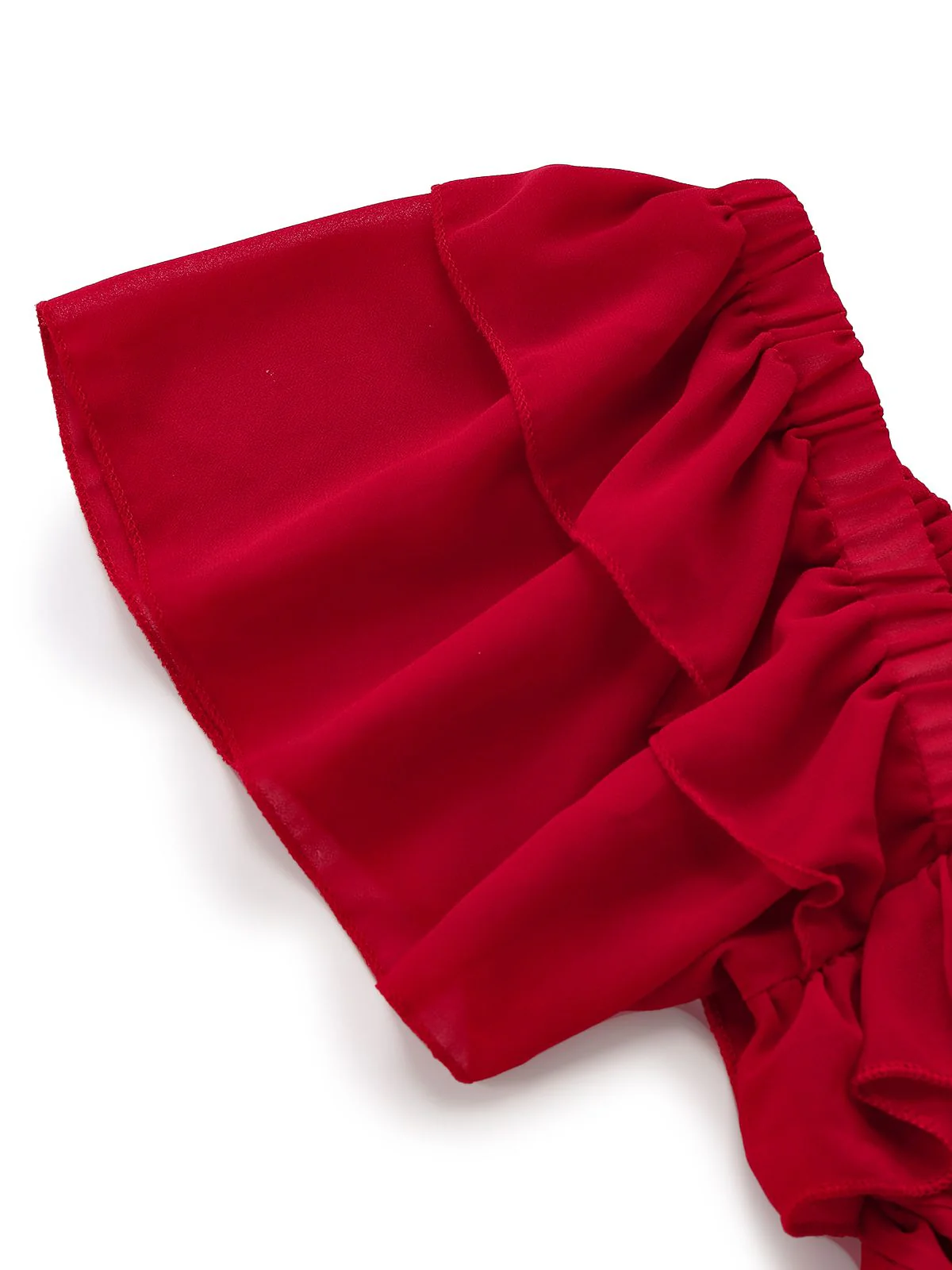 1950er Rüschen Gestuft Schulterfrei Maxi Kleid - Image 5