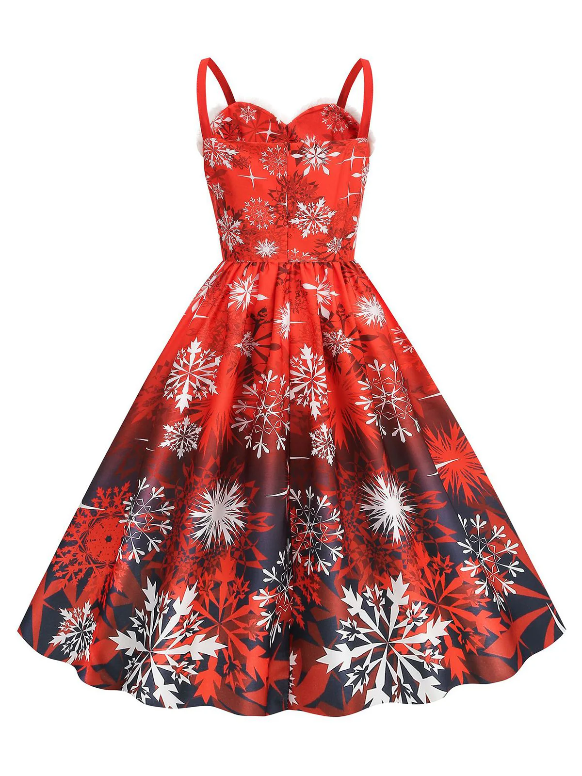 1950er Schneeflocke Pelzkragen Weihnachten Kleid - Image 3