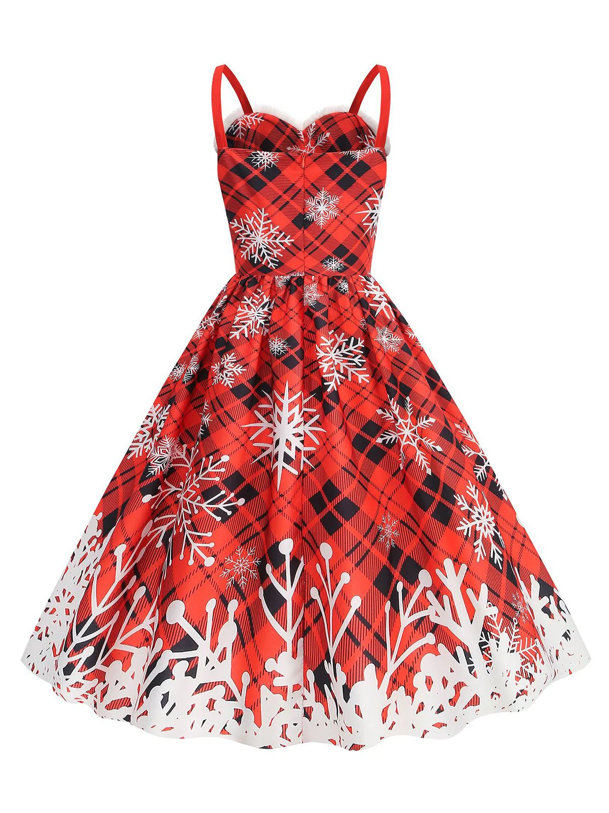 1950er Schneeflocke Pelzkragen Weihnachten Kleid - Image 6